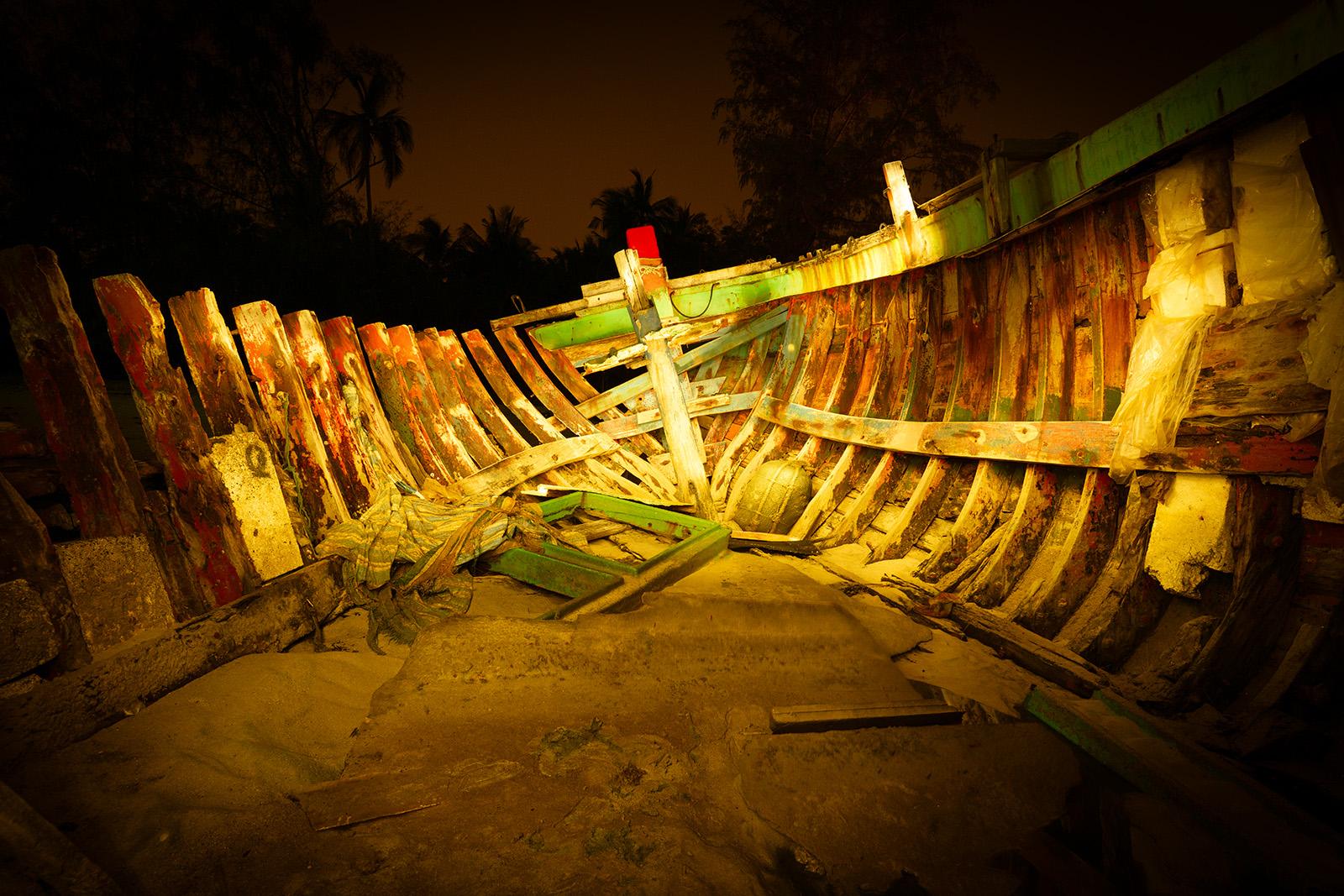Inside a shipwreck on Nathon Beach on Ko Samui, Thailand