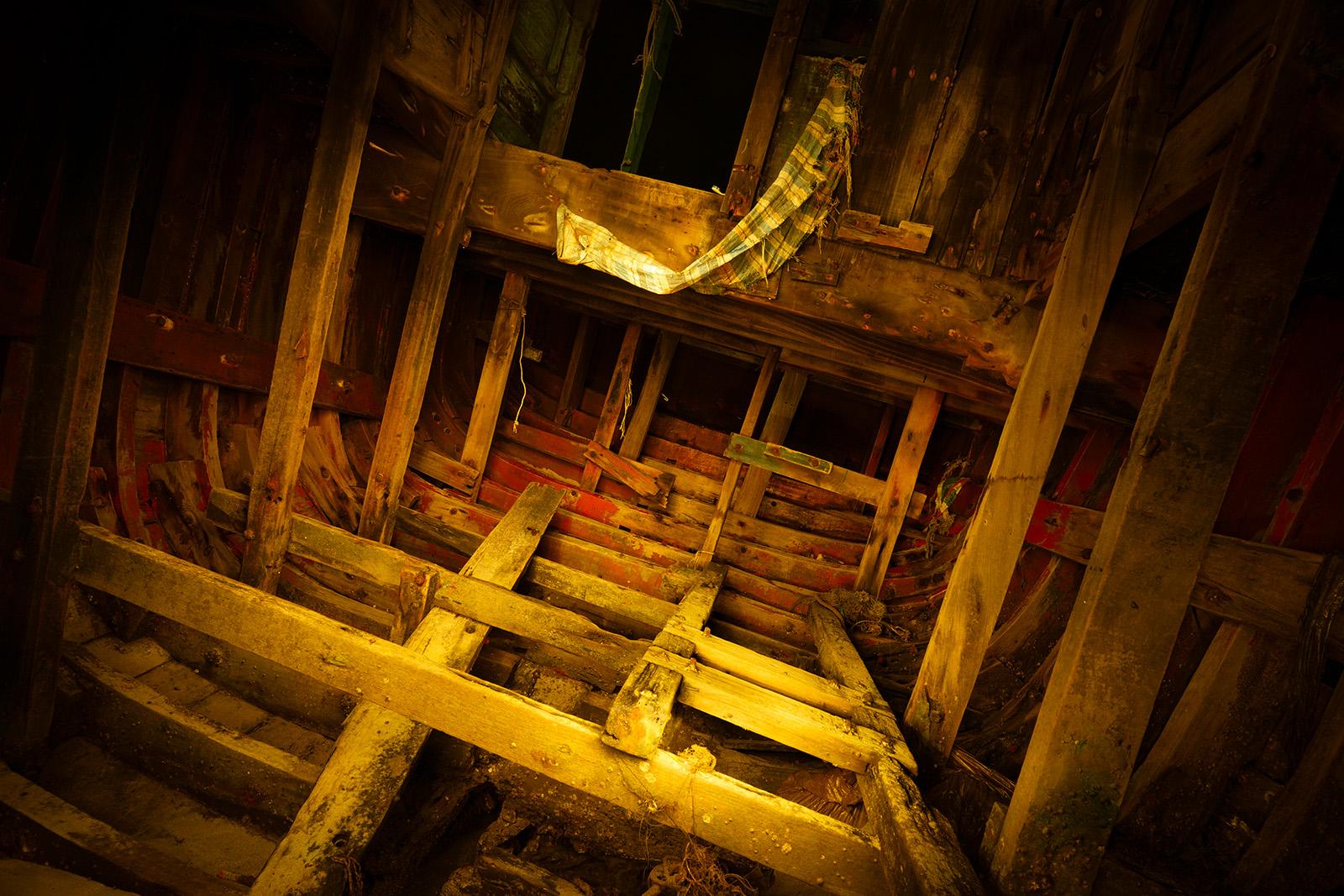 Inside a shipwreck on Nathon Beach on Ko Samui, Thailand
