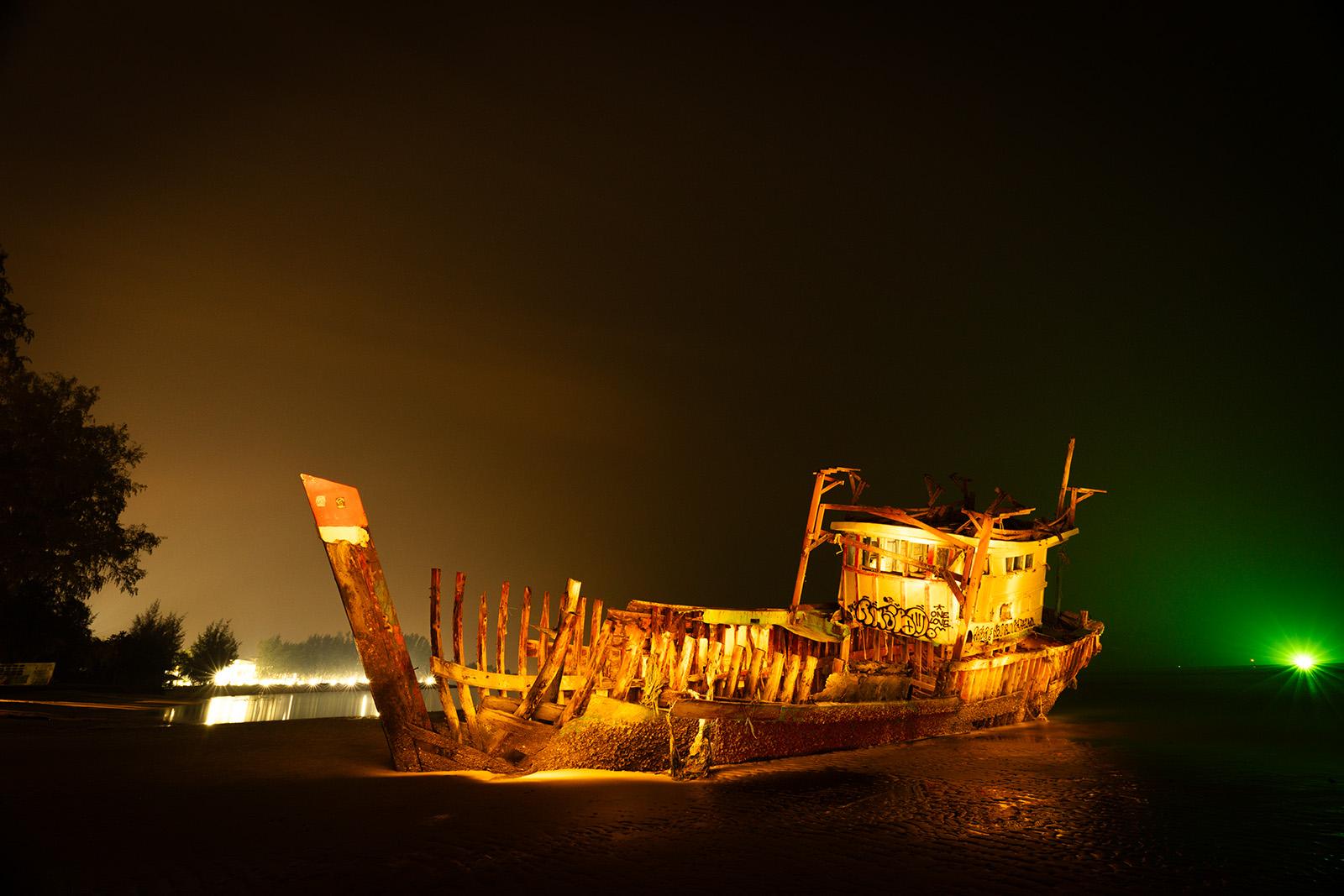 A shipwreck on Nathon Beach on Ko Samui, Thailand